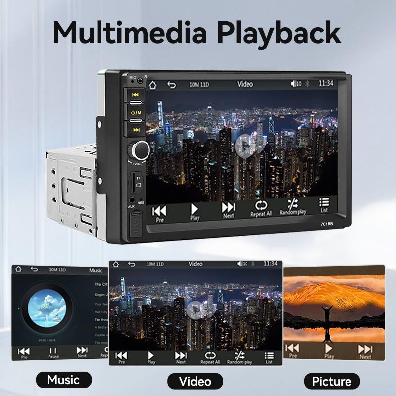 7 Inch 1 DIN Car Display with Wired Carplay Android Auto Bluetooth-compatible 5.0 Mirror Link, Supports Rear Camera USB TF Aux Fm 12V Adapter Radio, Car Video Player.