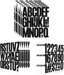 390 count 18 Sheets Letter Stickers,Self Adhesive  3 Inch Mailbox Numbers Vinyl Stickers,Alphabet Decals for Water Bottle,Window,Door,Classroom,,Laptop,Scrapbook (Black, 3 Inch)