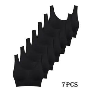 7-Pack Seamless High Support Sports Bras for Women, Polyamide Knit Fabric, Solid Color, No Padding, Comfortable Single Layer Athletic Bras for Adult Ladies(Sheets)
