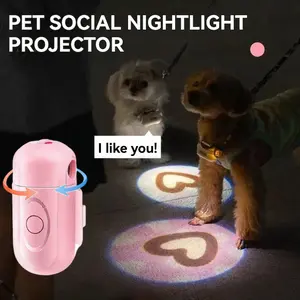Pet Night Walking Projection Light Bright LED Visibility Spotlight for Dogs Cats 160° Rotatable USB Rechargeable Safety Light with Adjustable Strap & Vivid Patterns