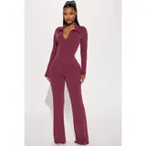 Josie Ribbed Long Sleeve Set - Burgundy