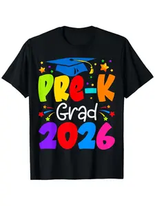 Pre Kindergarten Graduation 2026 Cotton T-Shirt Celebrating Preschool Achievements Comfortable Breathable Round Neck Top Ideal for Boys and Girls Best Gift Option