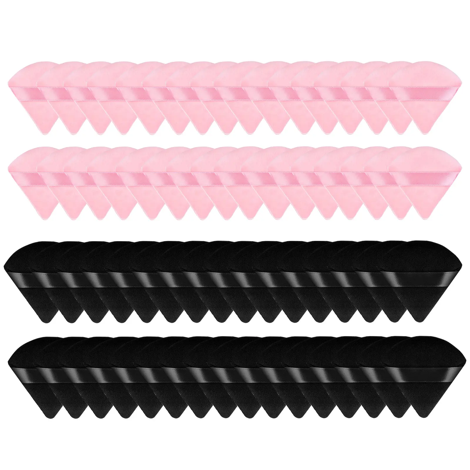 Powder Puff Set Soft Velour Triangle Makeup Sponge for Foundation & Loose Powder Pink & Black Ideal for Travel Daily Use Easy to Clean Beauty Tools