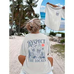 Womens Cotton Short Sleeve Graphic T Shirt Beach Vacation Outfit Ocean Jellyfish Turtle Print Summer Casual Tee Cute Coastal Aesthetic Soft Comfort Top