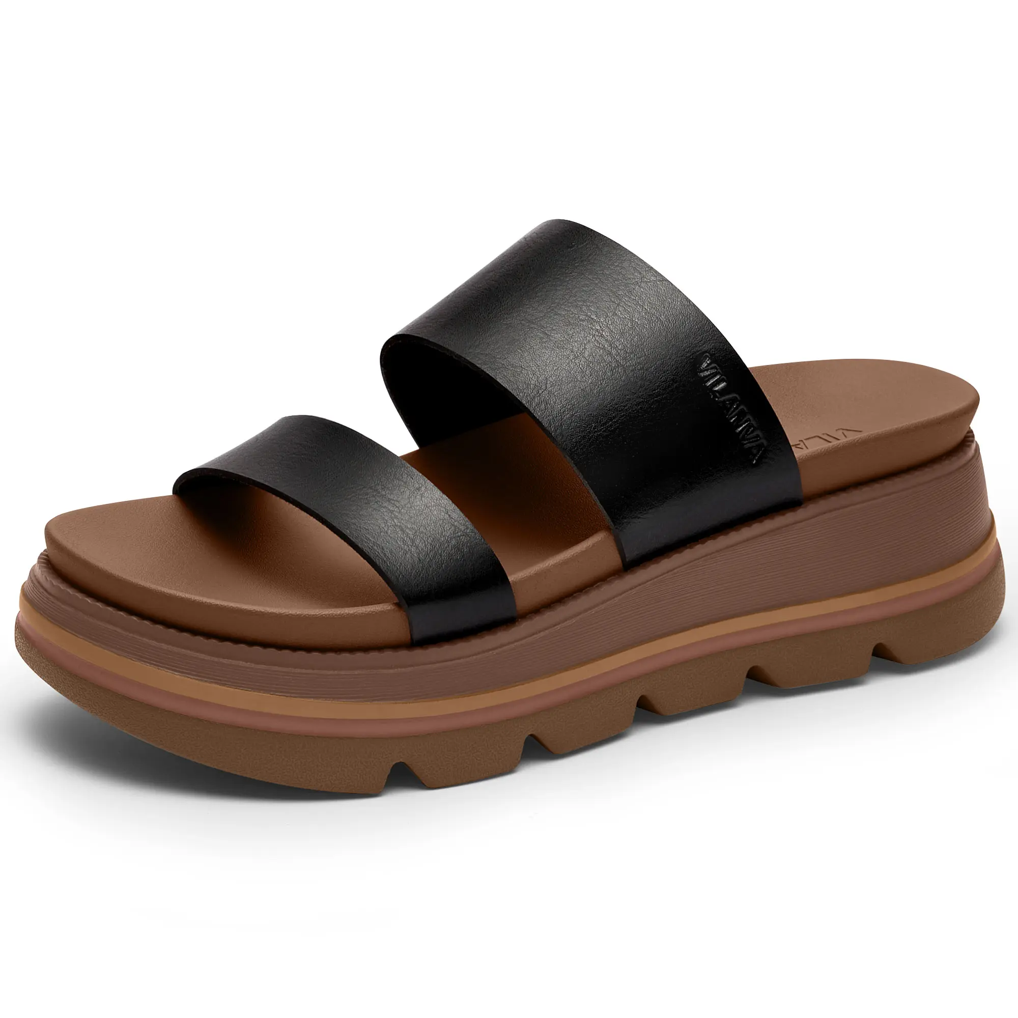 Vilanva Women's Slip-On Platform Wedge Sandals - Lightweight, Comfortable, Non-Slip, Arch Support Chunky Open-Toe Shoes for 2026 Summer Vacations, Beach Outfits