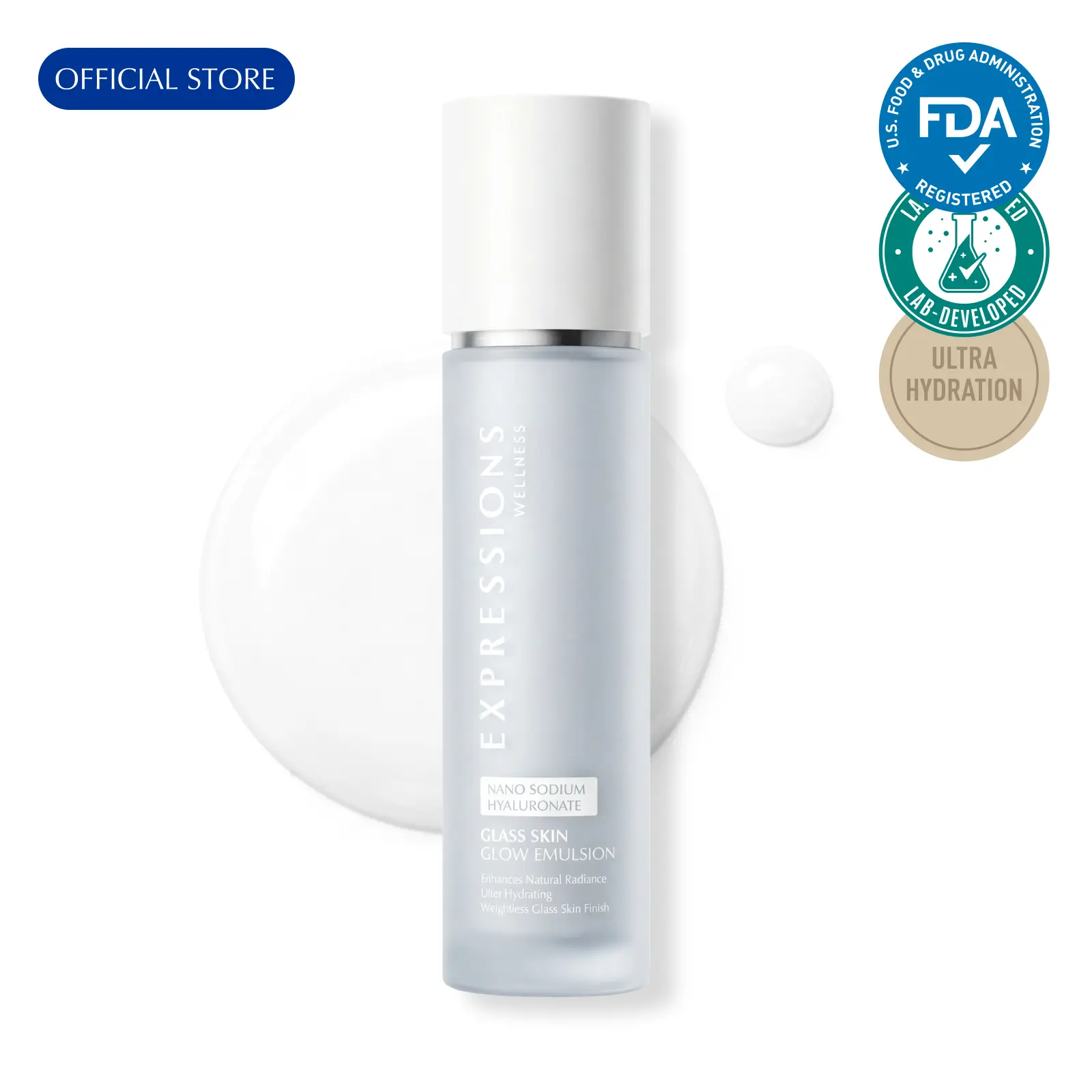 Niacinamide + Peptides Glow Emulsion, 100mL Glass Skin Lotion with Ceramides & 5-Type Hyaluronic Acid – Brightens, Plumps & Locks in Moisture, Lightweight Daily Face Moisturizer for Dewy