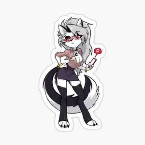 Office Wolf Girl Vinyl Sticker - Professional Dark Aesthetic Decal - Sassy Secretary Style Anime Sticker for Laptop, Notebook, Stationery - Waterproof Die-Cut Art