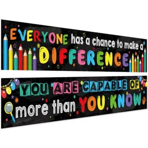 2 Pack Motivational Classroom Banner Poster 9.5 x 61 Inch Positive and Inspirational Growth Mindset Banner for Preschool Elementary Students Teachers Educational Classroom School Bulletin Board Decor