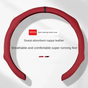 Luxury Napa Leather 5D Universal Steering Wheel Cover Center Marked Ultra Thin Breathable for All Seasons Quick Install Non Slip Ideal for GMC & All Cars