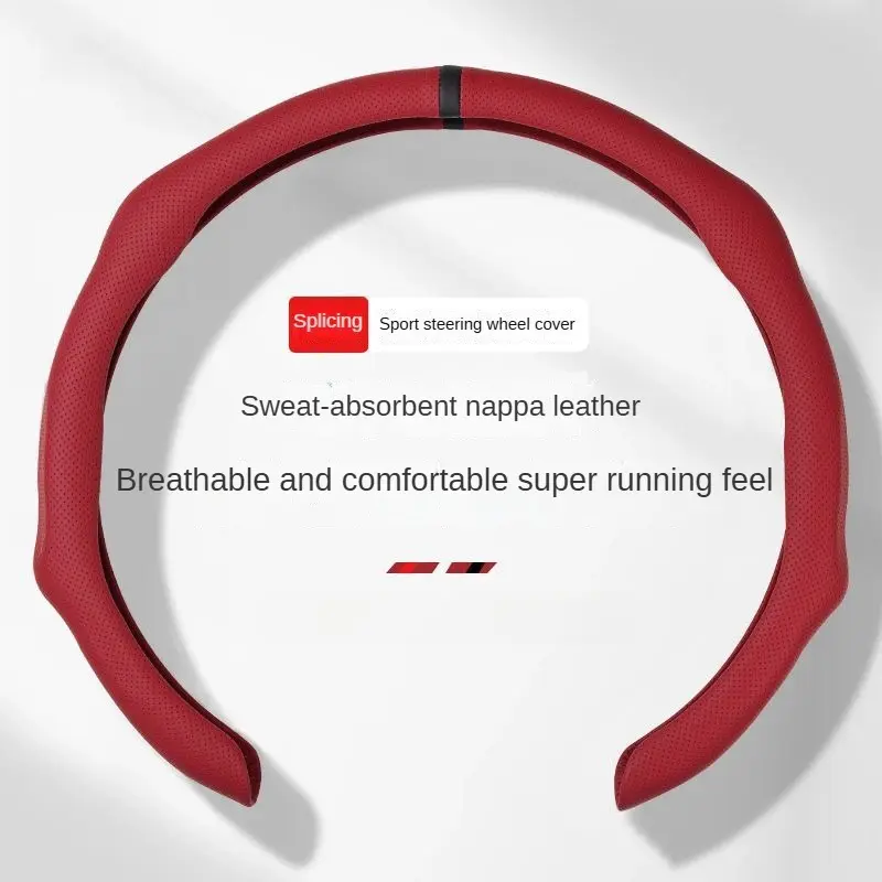 Luxury Napa Leather 5D Universal Steering Wheel Cover - Vehicle Accessories, Sport, 5D Universal Fit, Ultra-Thin, Breathable Cover Keeps Hands Cooler, All-Season, Quick-Install, Non-Slip, Center-Marked, Ideal for GMC Cars