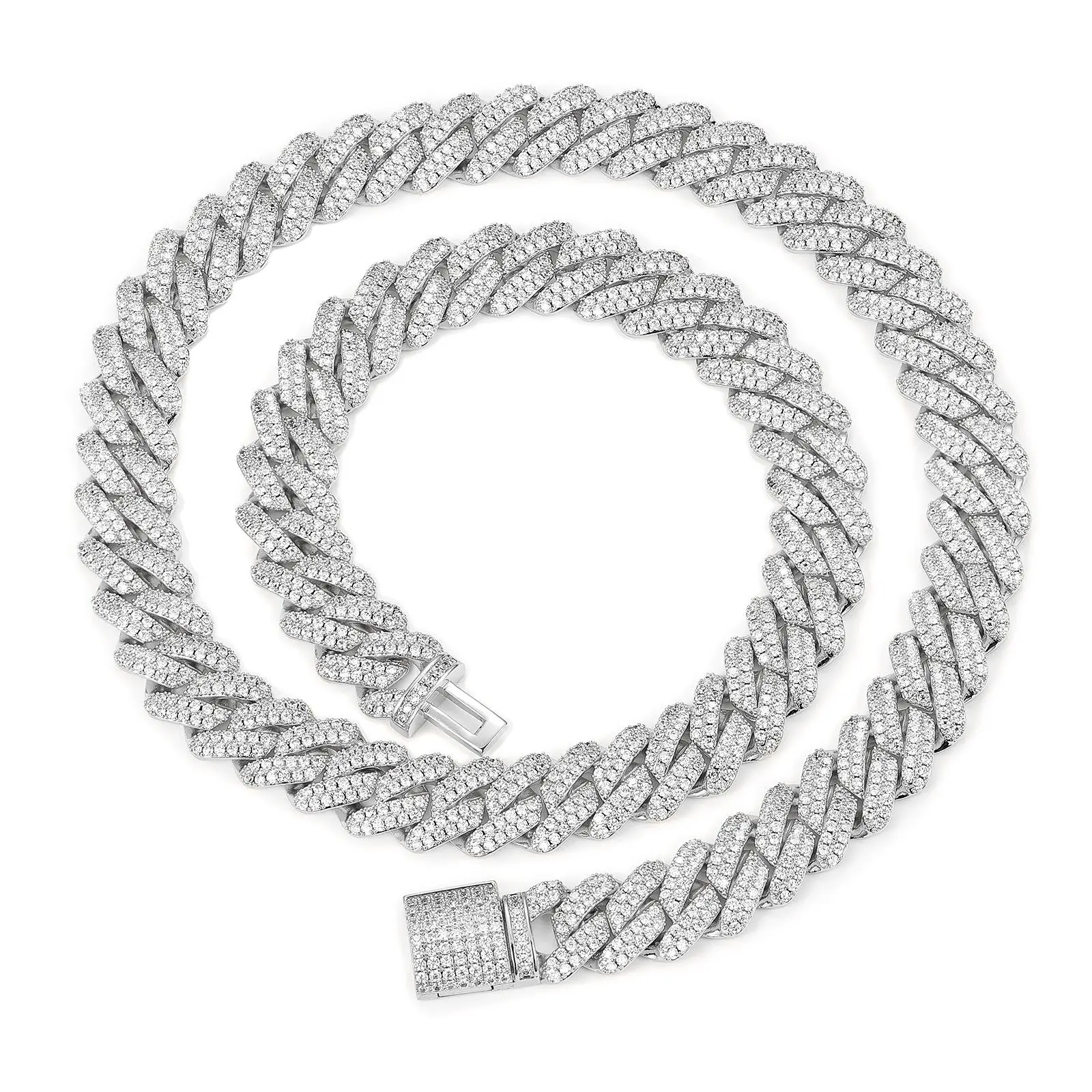 UCCIYO Shining Cuban Chain Fashion Trend Square Necklace  Miami Cuban Chain Ice Out Men's Hip Hop Rap Fashion Necklace Sparkling Zircon 14mm Width summerwins【O2 CZP397】