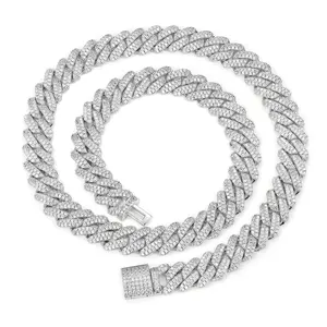 【#CZP397】Shining Cuban Chain Fashion Trend Square Necklace Miami Cuban Chain Ice Out Men's Hip Hop Rap Fashion Necklace Sparkling 14mm Width  FallFreshness