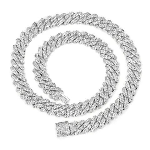 【O2 CZP397】UCCIYO 14mm Shining Cuban Chain Necklace for Men, Sparkling Zircon Square Design, Ice Out Cuban Links Necklace, Gold Statement Chain, Trendy Men's Jewelry Chains【O2 CZP397】, Trendy Necklace