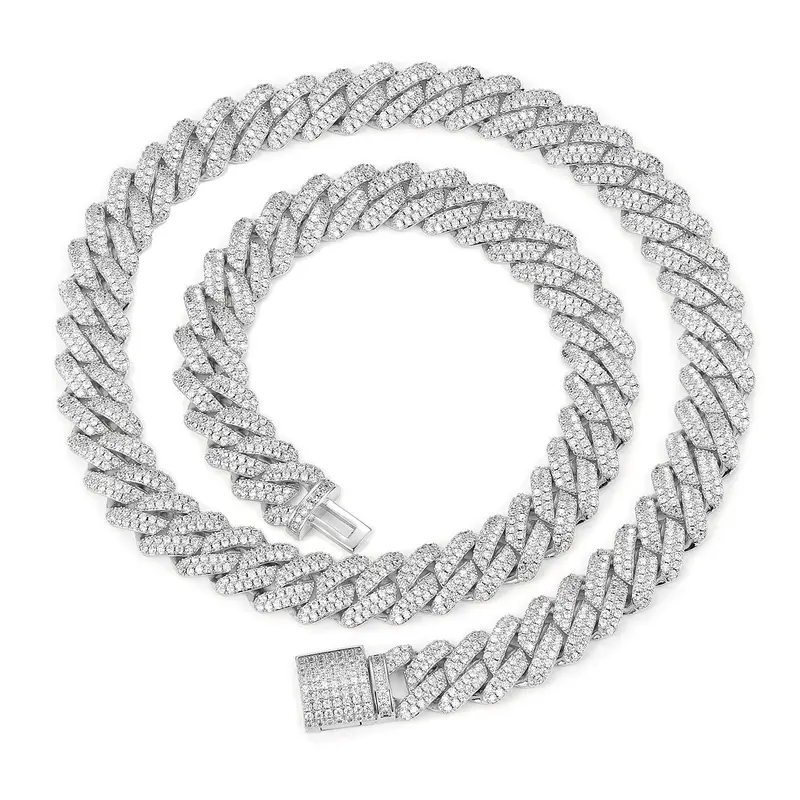 【O2 CZP397】UCCIYO 14mm Shining Cuban Chain Necklace for Men, Sparkling Zircon Square Design, Ice Out Cuban Links Necklace, Gold Statement Chain, Trendy Men's Jewelry Chains【O2 CZP397】, Trendy Necklace