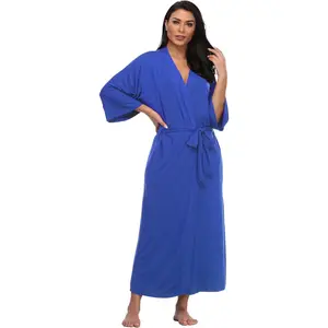 Women's Modal Kimono Robe Long Knit Bathrobe Sexy V-Neck Nightgown Lightweight SleepwearGift
