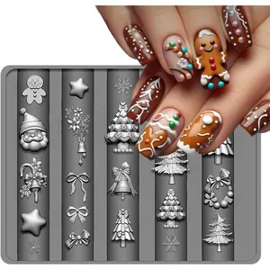 1 Pcs 3D Transparent Silicone Nail Mold Christmas Tree Pattern Nail Art Manicure Template for Gel Resin Epoxy Craft Making Decoration Tool for Women
