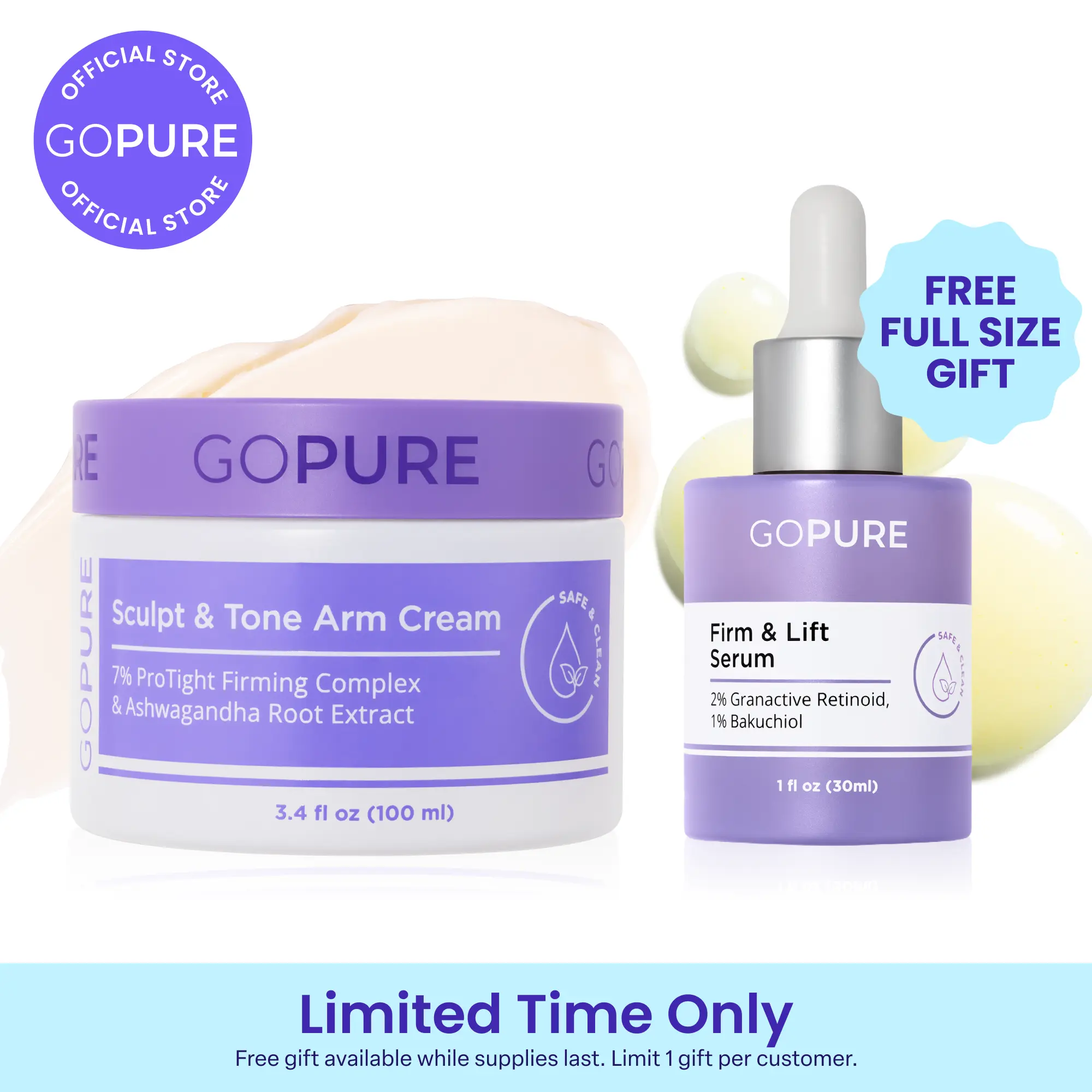 GOPURE Sculpt & Tone Arm Cream with 7% ProTight Firming Complex & Ashwagandha Root Extract Daily Hydrating Moisturizer for Loose Skin Repair