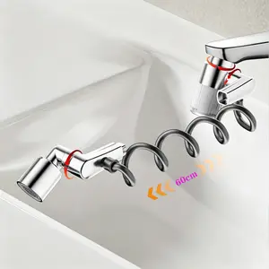 AQUPUVIR Pull-Down rotatable faucet-Mount Water Filter with Faucet Extender & Extendable Faucet - 1440° Swivel Sink Tap Filtration, ACF Reduces 99% Chlorine, High Pressure Spray, 400 Gallon Purifier for Kitchen & Bathroom Outdoor Use,rotatable  faucet