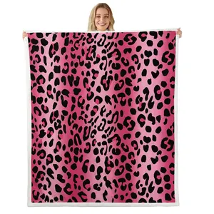 Erosebridal Pink Animal Print Fleece Blanket Women, Leopard Cheetah Fuzzy Blanket Throw, Breathable