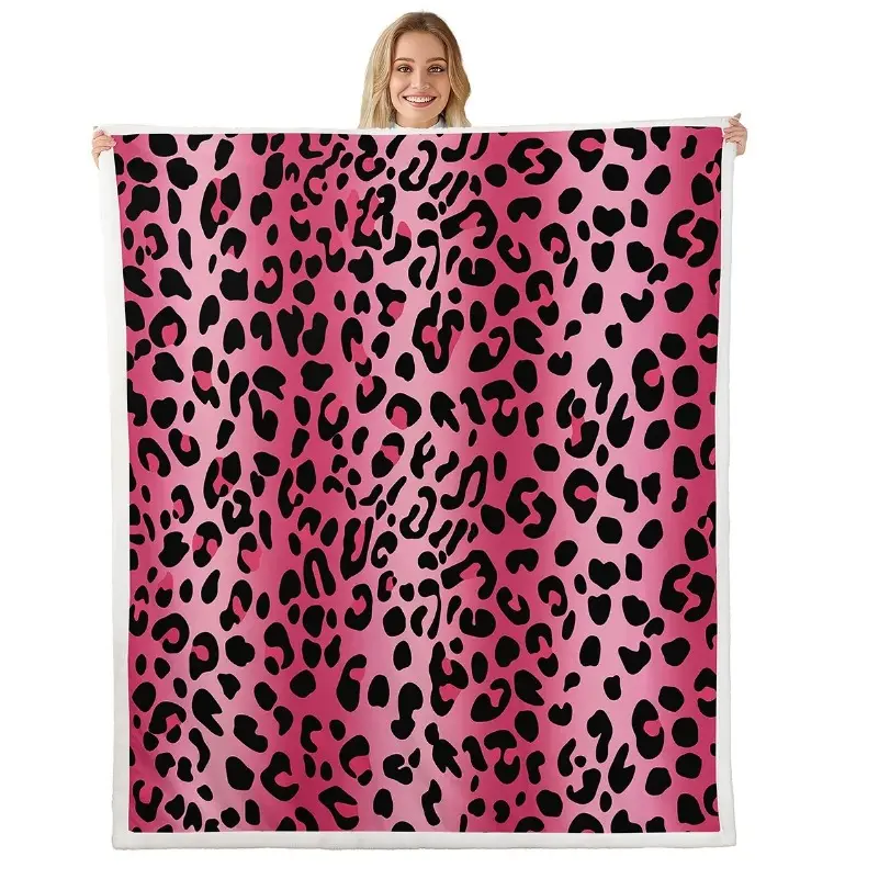 Erosebridal Pink Animal Print Fleece Blanket Women, Leopard Cheetah Fuzzy Blanket Throw, Breathable summerwins