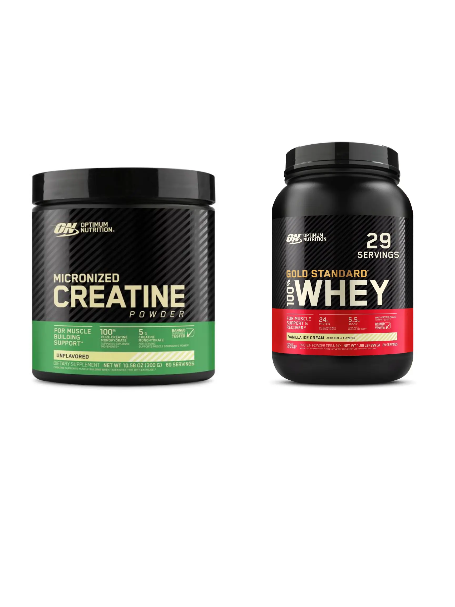 Creatine Powder 60 srv + Whey 2lb Optimum Nutrition Vanilla Ice Cream - Bundle Creatine Powder 60 srv + Whey 2lb Optimum Nutrition Vanilla Ice Cream - Bundle