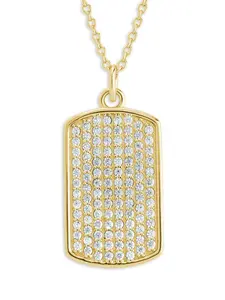 Pave CZ Rounded-edge Rectangle Pendant Necklace