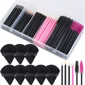 248 PCS Disposable Makeup Applicators Kit with Triangle Puff Mixing Palette, Artist Supplies Disposable Mascara Wands, Lip Brushes,Eyeliner Brush,Powder Puffs for Face with Storage Box.Christmas Gift, New Year Gift, Women's Gift