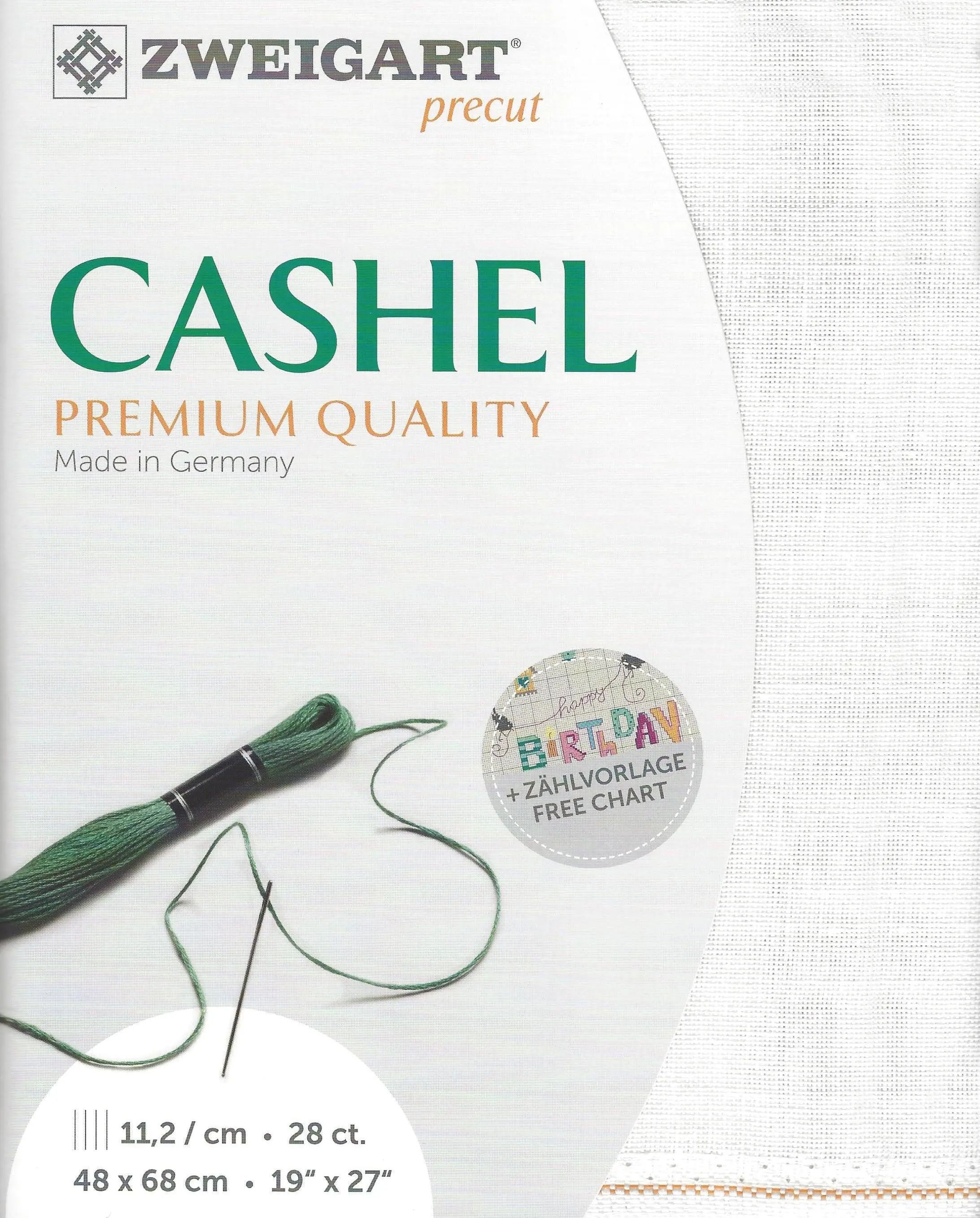 28-Count White Precut Cashel Cross Stitch Fabric by Zweigart 3281/100