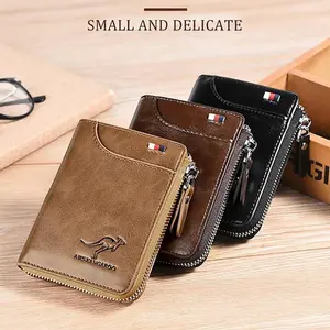 Unisex Wallet Zipper Purse (RFID PROTECTED), Kangaroo Wallets, RFID Blocking Leather Wallet Credit Card ID Holder Zipper Purse Waterproof
