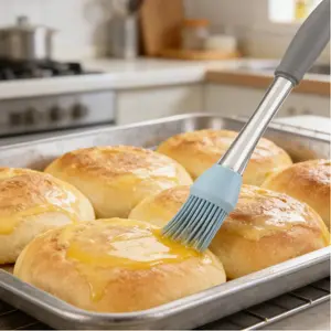4PCS Silicone Basting Brush Set, Heat Resistant BBQ Grill Brushes with Transparent Handle, Oil Dispenser Brushes for Cooking, Baking & Pastry, Food Grade Kitchen Tool