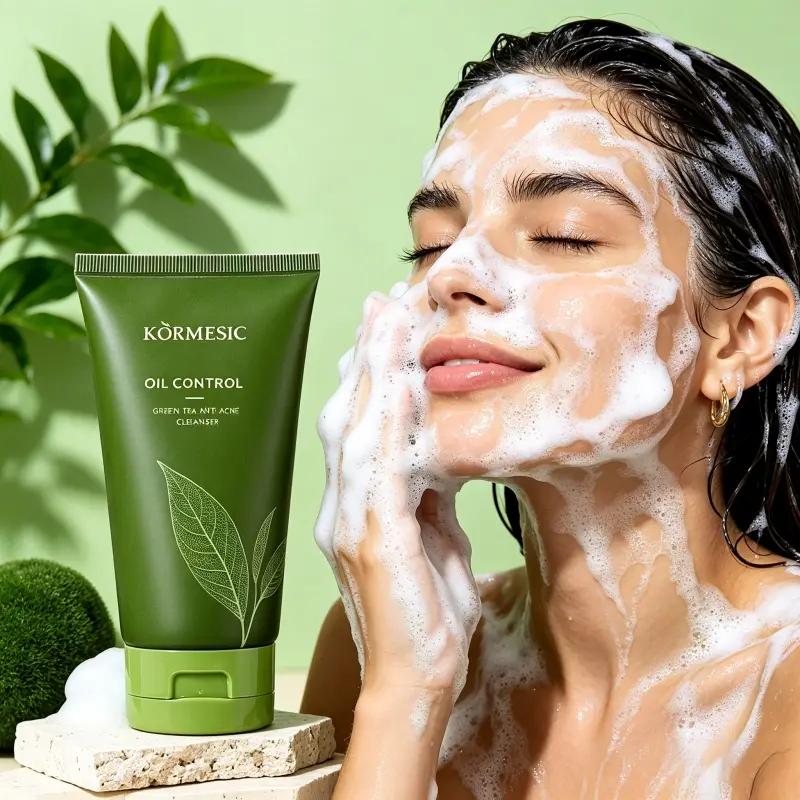 KORMESIC Green Tea Salicylic Acid Oil Control Face Wash - Skin-Friendly Salicylic Cleanser for Oily, Acne-Prone Skin, Deep Cleansing Clogged Pores Solution