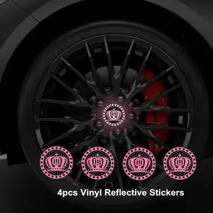 4Pcs/Sheet Crown Pattern Car Wheel HUB Reflective Stickers, for Car Truck Night Driving Safety Warning Sign, Wheel Center External Decoration Vinyl Self-Adhesive Fashion Decals Gift, Car Accessories