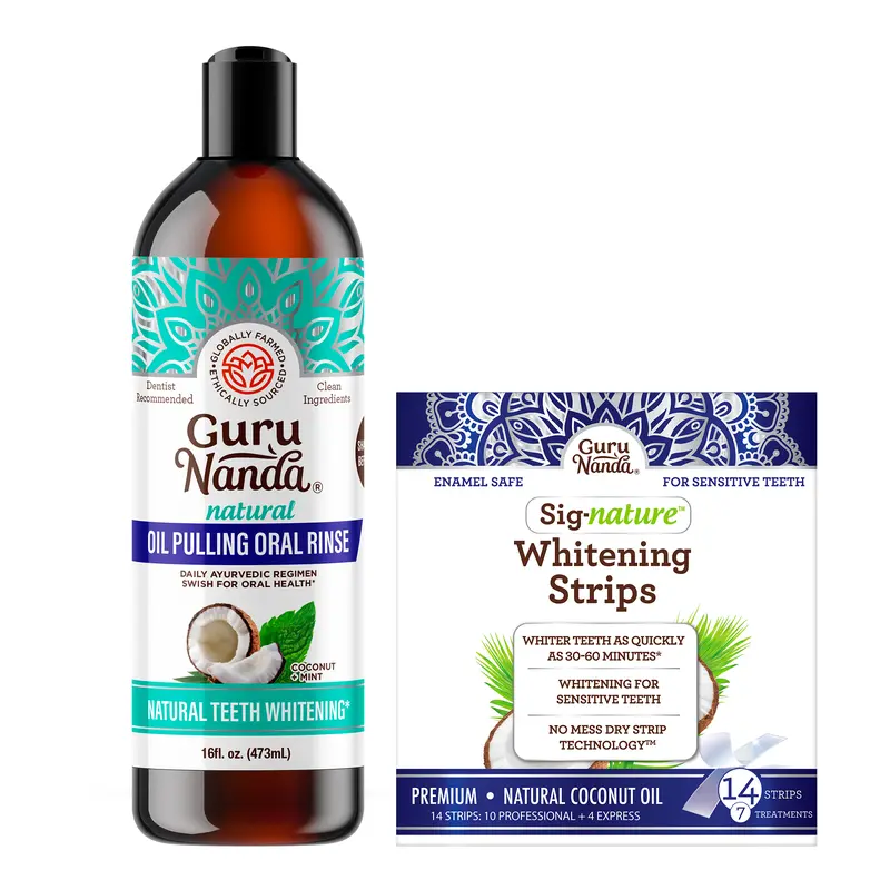Supreme Minty White - GuruNanda 16oz Cocomint + Whitening Strips