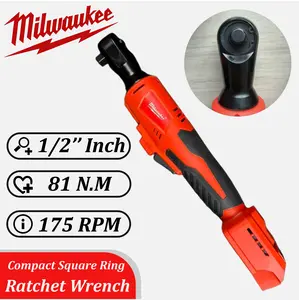 Milwaukee Cordless Ratchet Wrench 1/2 Inch 81Nm 175RPM Compact Power Tool for Engine Repair & Workshop