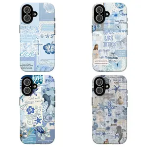 FL-Blue Christian Phone Case,Ocean & Faith Themed Aesthetic with Cross, Bible Verses & Sea Life Phone Case,"Love Like Jesus" & Ocean Elements Collage Protective Cover For iPhone 11 12 13 14 15 16 17 Air Pro Max for Samsung S26 S25 S24 S23 S22 S21 Case