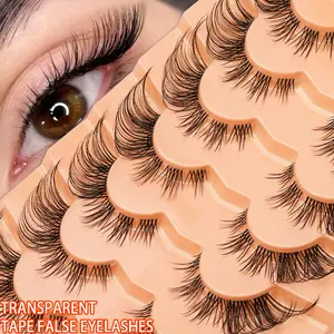 7 Pairs Natural Style Squirrel Fur Strip False Eyelashes, Reusable Soft Lash Strips, Daily Use Fake Eyelashes, Wispy Lashes, Longer Looking Lashes, Eye Makeup Essentials