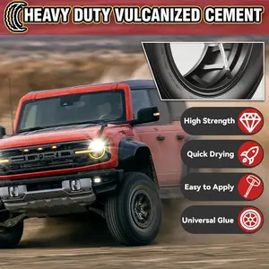 Chemical Vulcanizing Cement, Clear Tire Repair Glue, All Purpose Rubber Cement, Heavy Duty Tire Patch Kit with Brush Top Can for Car, Motorcycle, Bike, 17Oz