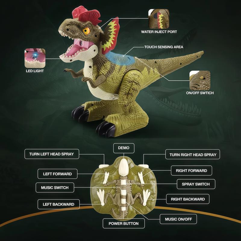 Dilophosaurus Toy, Biomimetic Walking Motion, Cool Mist Spray, Dancing Dinosaur Move, Roaring Sound-Light, Rowdy Roars Collectible Dino Action Figure for Kids & Adults indoraptor  figure boy girl springtok dinosaur truck finger  biting water rcdino