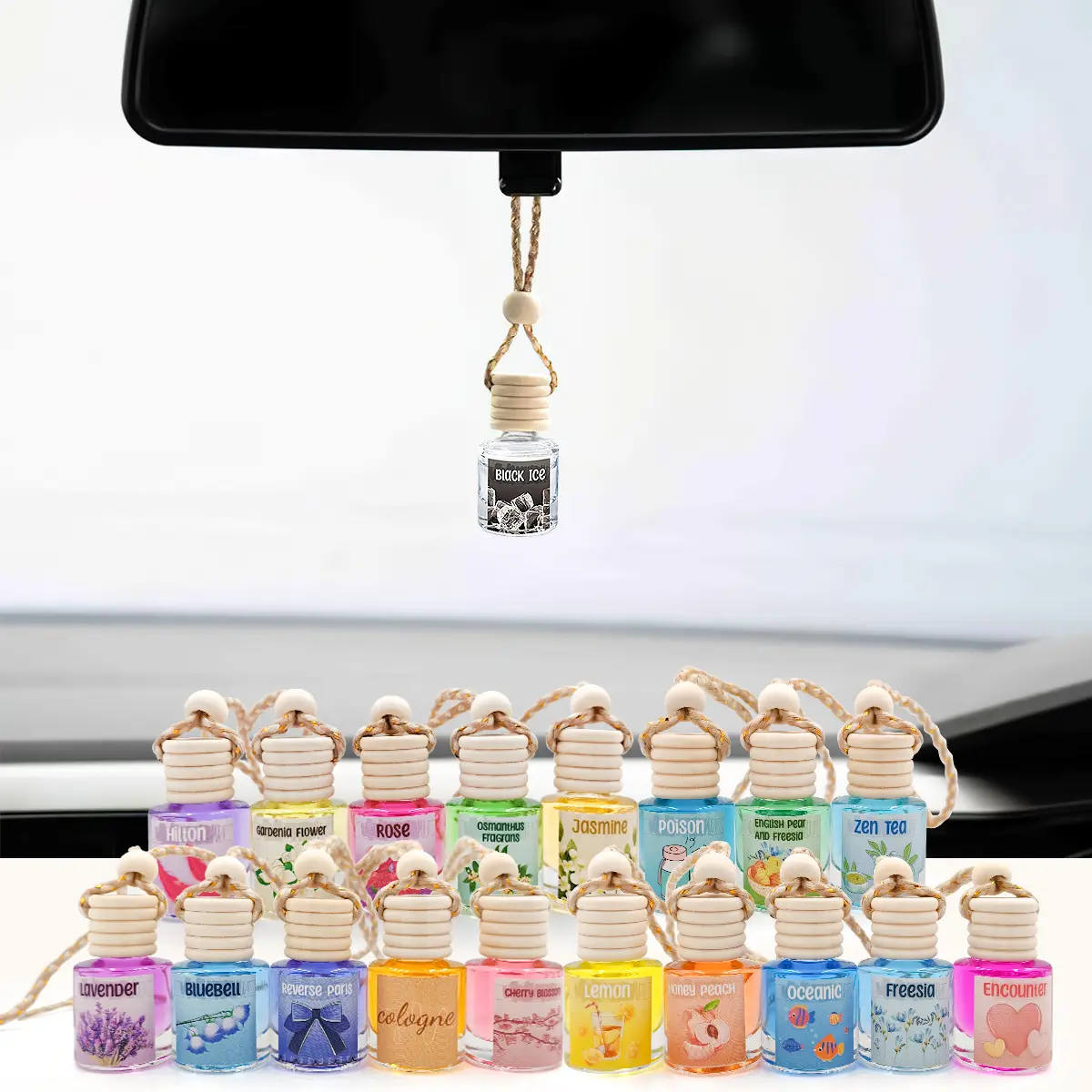 Car Air Fresheners 2Pack Hanging Scent Oil Diffuser with 8ML, Nature Fragrance, Long Lasting Perfume for Car & Live Gifts