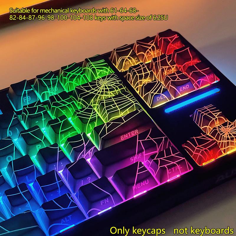 Spider Web Design Keycap, 1 Set Keyboard Keycap for 6.25U Space 61 68 75 87 98 100 104 108, Keyboard Accessories