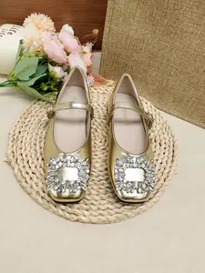 French Square Toe Mary Jane Shoes, Rhinestone Buckle Strap Flat Shoes, Soft Sole Casual Women's Shoes for Office and Dating