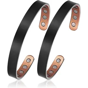 BioMag 2Pcs 99.99% Copper Bracelet for Women, Adjustable Magnetic Bracelets Bangle Cuff with 3500 Gauss Magnets, Jewelry Gift