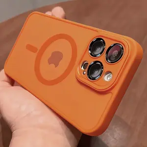 Compatible with MagSafe Charge Phone Case For iPhone 17 Air 16 15 14 13 12 11 Pro Max Plus Matte Translucent Hard PC Armor Shockproof Camera Lens Protection Cover