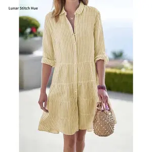 Women's Autumn Long-Sleeve Striped Shirt Dress