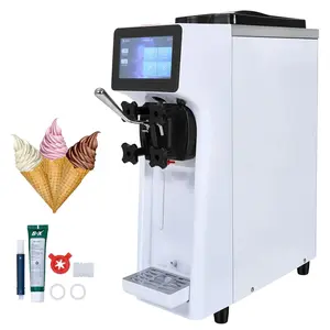 VEVOR Commercial Ice Cream Machine,  10.6 QT/H Yield, 1000W Single Flavor Countertop Soft Serve Ice Cream Maker, 4L Hopper 1.6L Cylinder, Touch Screen Auto Clean Pre-cooling, for Restaurant Snack Bar
