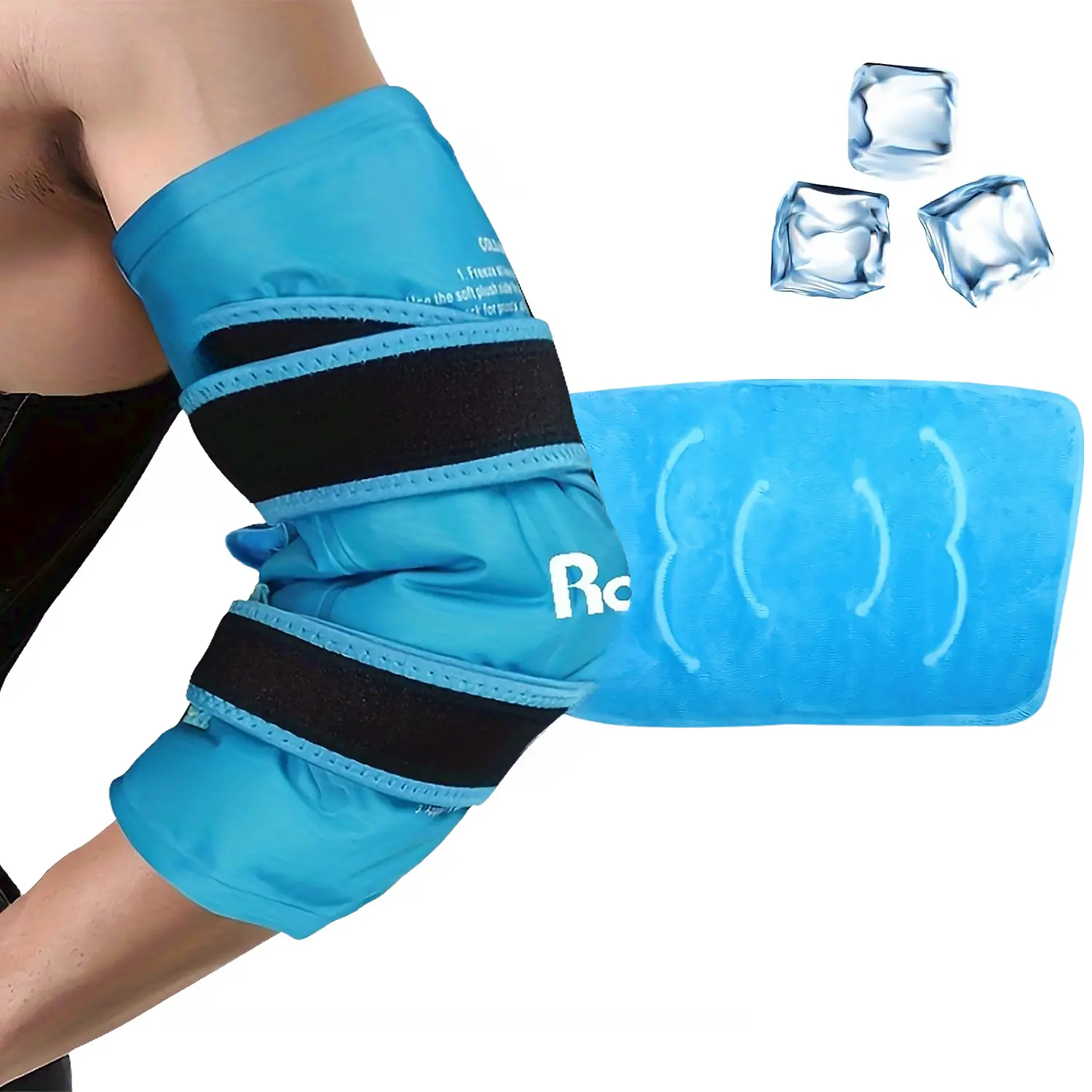 Cold Compression Sleeve for Pain Relief - Wearable Reusable Ice Pack Elbow Wrap, Cooling Arm Sleeves for Tennis Elbow, Elbow Wraps
