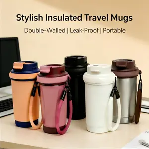 Auracup 1 pc 15oz Ceramic Interior Stainless Steel Coffee Cup, Vacuum Insulated Travel Mug, Smooth Ceramic Lining for Clean Taste, Double Wall Heat Retention, Spill-Resistant Lid, Perfect for Office, Commute and Everyday Coffee, Tumbler