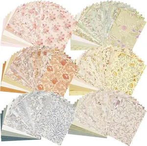 6 Sets (240 Sheets) Scrap Book Paper Set - Retro Floral Design with Textured Paper and Labels, Mixed Colors for Reliable Scrapbooks and Cutting Plans, Textiles & Soft Furnishings