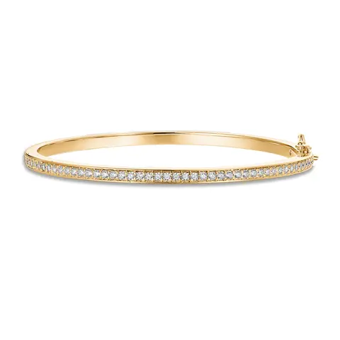 PAVOI 14K Gold Plated Cubic Zirconia Bangle Tennis Bracelets for Women - Classic Love Cuff Bangle Bracelets