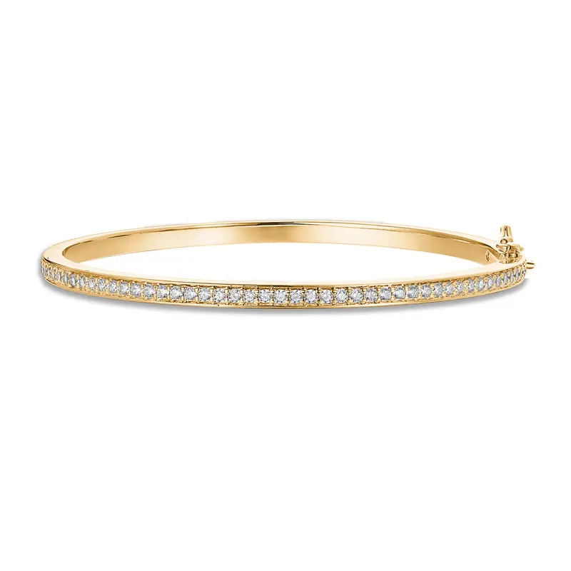 PAVOI 14K Gold Plated Cubic Zirconia Bangle Tennis Bracelets for Women - Classic Love Cuff Bangle Bracelets
